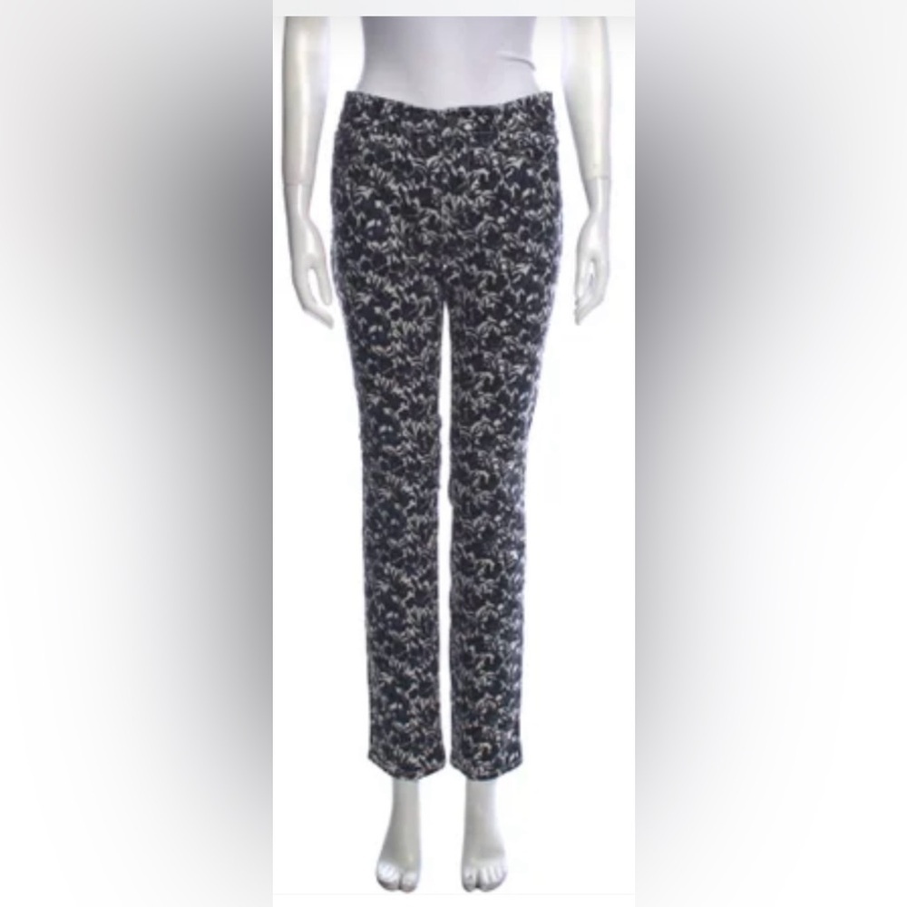 Michael Kors Navy Blue Lace Overlay Pull On Pants Ankle Length Gold Hardware M